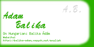 adam balika business card